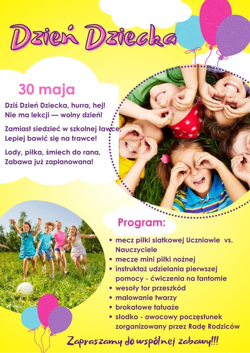 Dzień Dziecka w naszej szkole – 30 maja! 🎉